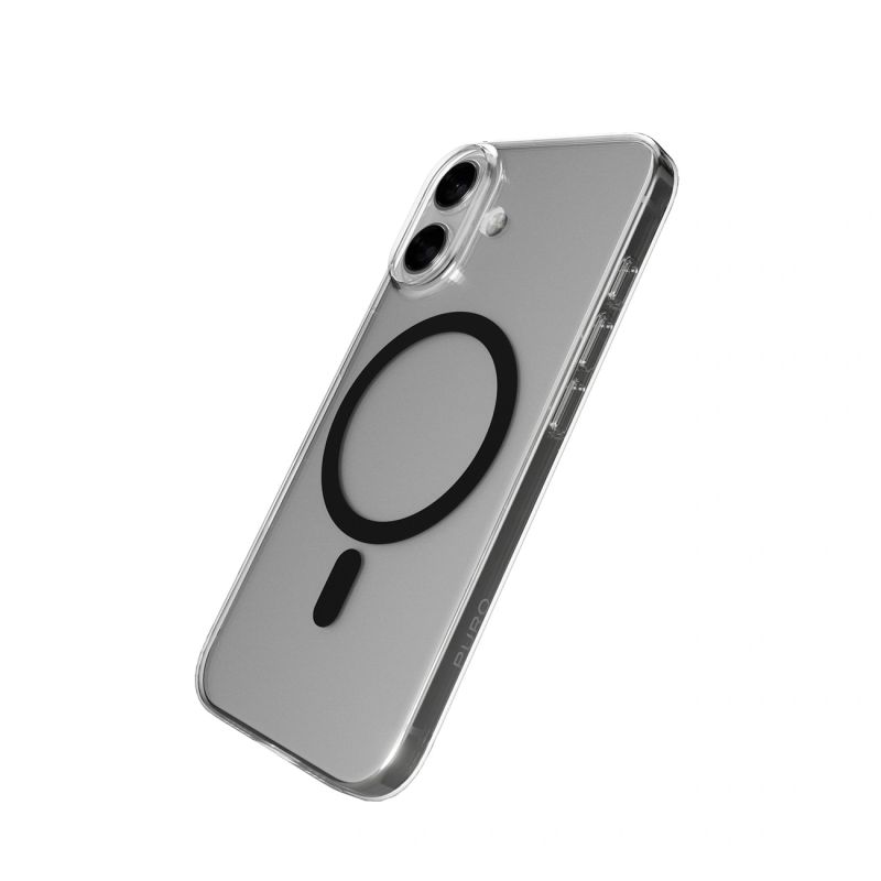 9. Puro Lite Mag TPU+PC Case Compatible with MagSafe for iPhone 17 - Transparent with Black Ring
