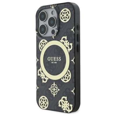 2. Guess IML Peony On 4G Background MagSafe Case for iPhone 16 Pro Max - Black