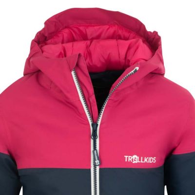 3. Trollkids Girls Hallingdal Jacket with Hood, Navy/Pink (223-114)