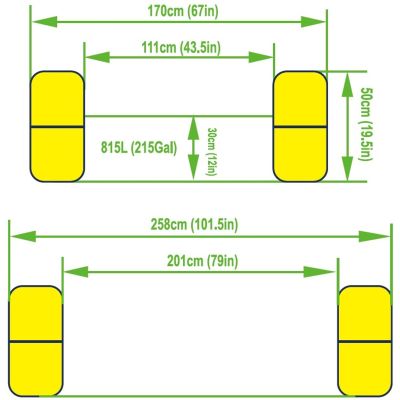 9. FAMILY INFLATABLE POOL RECTANGULAR 2-RING WITH GOALS 258x170x50CM 51471