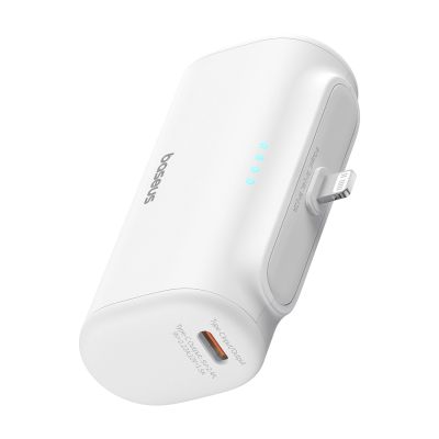 2. Baseus Compact 5000mAh 20W Powerbank with Lightning Connector and USB-C Socket - White