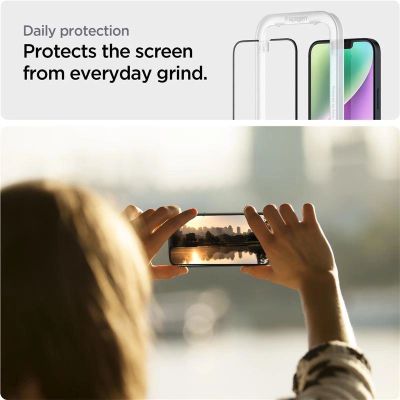 9. Spigen ALM Glass FC Tempered Glass for iPhone 13 / 13 Pro / 14 - Black
