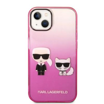 3. Karl Lagerfeld Gradient Ikonik Karl&Choupette Case for iPhone 14 Plus - Pink