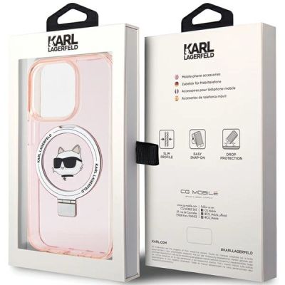 8. Karl Lagerfeld KLHMP15XHMRSCHP iPhone 15 Pro Max 6.7" pink/pink hardcase Ring Stand Choupette Head MagSafe