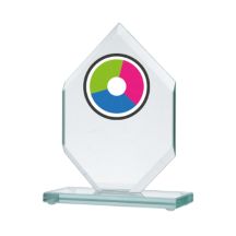 Glass trophy with LuxorJet color print