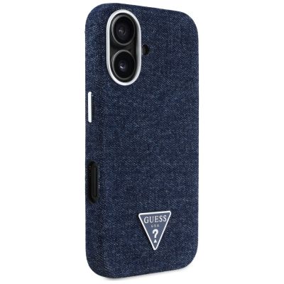 4. Guess Denim Triangle Logo MagSafe iPhone 16 Case - Blue