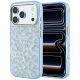 Guess IML Leopard Glitter Triangle Logo MagSafe Case for iPhone 17 Pro Max / 18 Pro Max - Blue