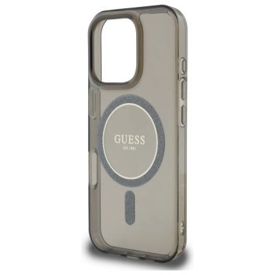 6. Guess IML Glitter Circle MagSafe case for iPhone 16 Pro Max - black