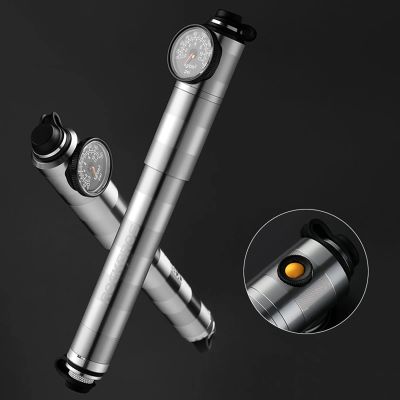 2. Rockbros HQ-67A-L03 Bicycle Pump with Pressure Gauge - Silver