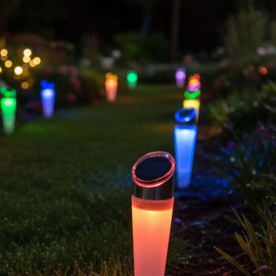 7. SOLAR LAMP PATHWAY 4LED 2 COLORS 32.5CM