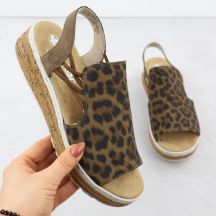 Women's beige leopard print platform sandals Rieker 62741-90