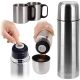 22. 1000ML TRAVEL THERMOS WITH 2 CUPS SILVER