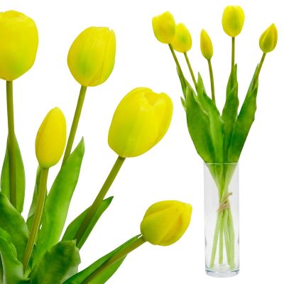 8. BOUQUET OF 5 YELLOW TULIPS 39 CM LIKE LIFE SPRING DECORATION