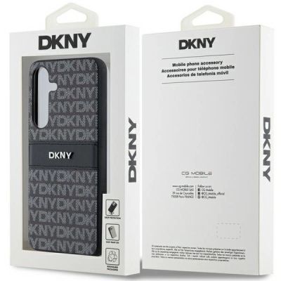 7. DKNY Leather Mono Stripe & Metal Logo case for Samsung Galaxy S24 - black