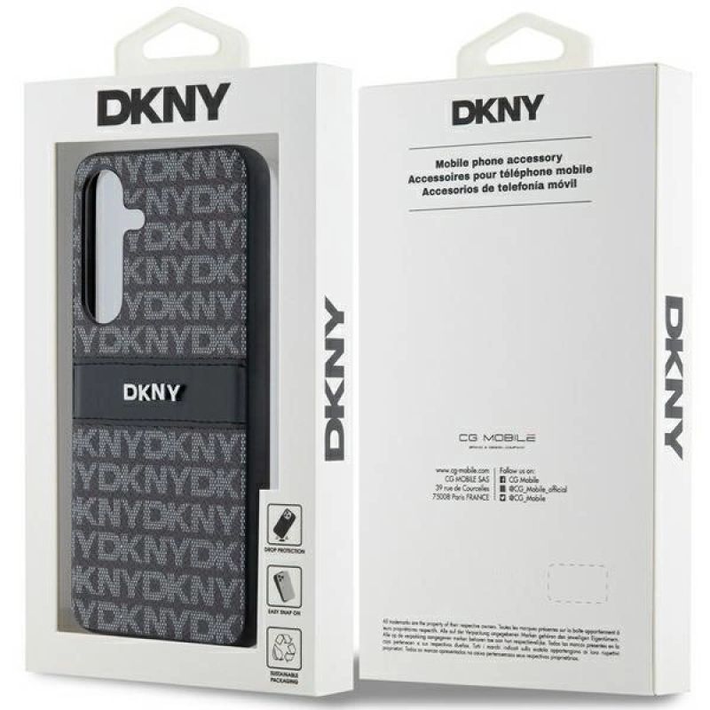 7. DKNY Leather Mono Stripe & Metal Logo case for Samsung Galaxy S24 - black