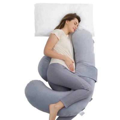 2. Momcozy PP007 | F-Shaped Pregnancy Pillow | Gray