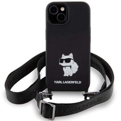 2. Karl Lagerfeld KLHCP15SSCBSCNK iPhone 15 6.1" hardcase black/black Crossbody Silicone Choupette