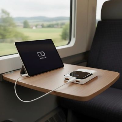 5. EVERACTIVE POWERBANK 10,000mAh, 2x USB, 1x USB-C 22.5W, QC4+, LCD, WHITE EB-10Q