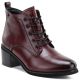 Women's leather lace-up high-heeled ankle boots, burgundy, Vinceza EN27-133107