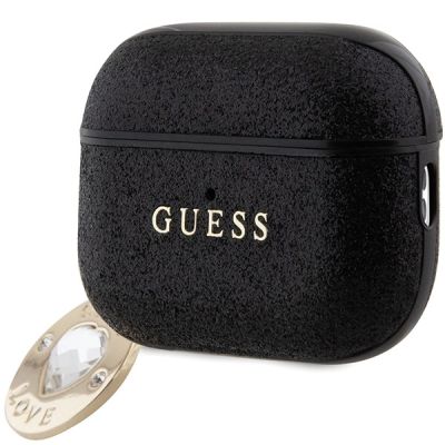 3. Guess GUAP2PGEHCDK case for AirPods Pro 2 cover - black Fixed Glitter Heart Diamond Charm