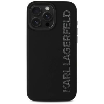 3. Karl Lagerfeld HC 3D Rubber Elongated Glitter iPhone 16 Pro Case - Black