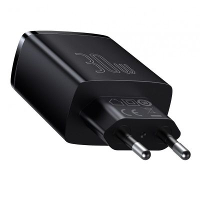 8. BASEUS 2XUSB WALL CHARGER, USB-C (BLACK)