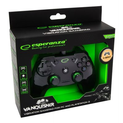 10. Esperanza Vanquisher EGG110K Gamepad (PC, PS3; black, green)
