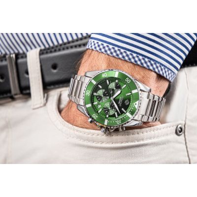 3. Men's Watch Giewont Chronograph Sapphire Silver Green GW3970-B8