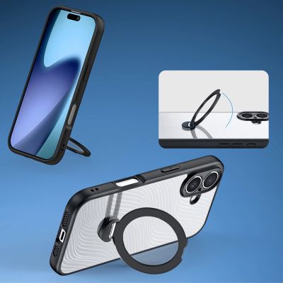 4. Dux Ducis Aimo Mag Case with Magnetic Ring and Stand for iPhone 17 – Black