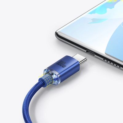 9. Baseus Crystal Shine Series cable USB cable for fast charging and data transfer USB Type A - USB Type C 100W 1.2m blue (CAJY000403)
