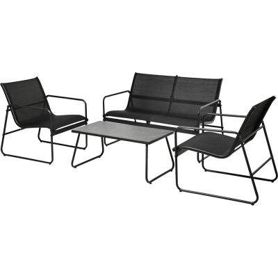 4-PIECE BLACK GARDEN FURNITURE SET
