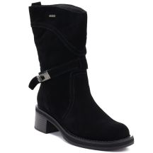 Women's leather ankle boots high on a block, black Big Star UU274608