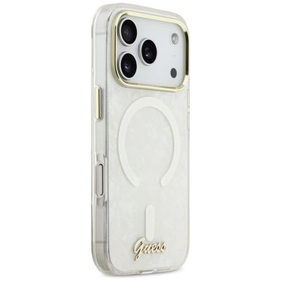 4. Guess IML Shell Script Metal MagSafe Case for iPhone 17 Pro Max - White