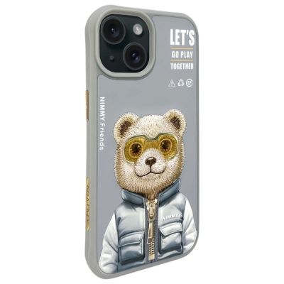 2. Nimmy Cool&Cute 2.0 Bear Case for iPhone 15 - Gray