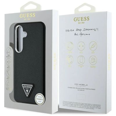 8. Guess Grained Triangle Logo MagSafe case for Samsung Galaxy S25 - black
