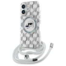 Karl Lagerfeld IML Crossbody Monogram Karl & Choupette Head MagSafe iPhone 16 Case - Clear