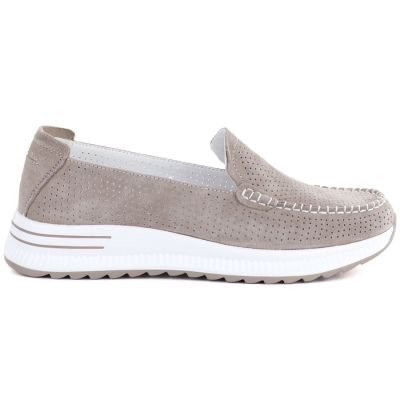 2. Leather moccasins with a thick sole, openwork, fango Jezzi 9793