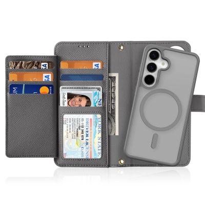 9. Dux Ducis Lawa Leather Case for Samsung Galaxy S25+ with Detachable Magnetic Wallet - Gray