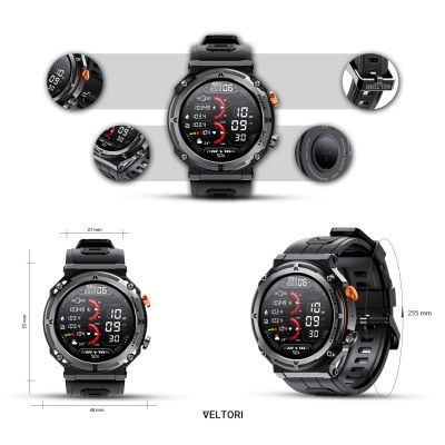 13. VELTORI VT130-1 Smartwatch Black Silicone Strap
