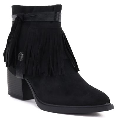 5. Women's cowboy boots with fringes, insulated, black M.Daszyński