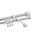 Double Curtain Rod Ø 19 mm, White, 160 cm, MAX Finial, with Rings, KOWALSKI
