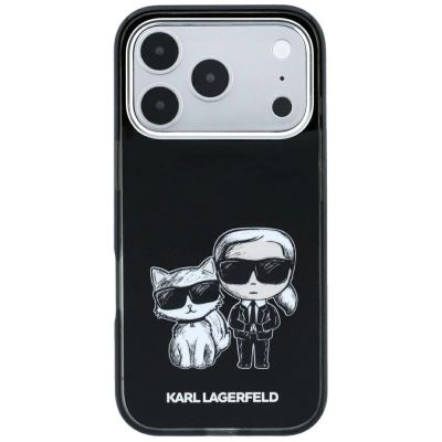 3. Karl Lagerfeld Smooth Karl & Choupette Bodies Sketch MagSafe Case for iPhone 18 Pro / 17 Pro - Black