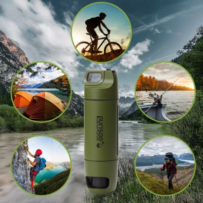 5. Extralink PURISOO+ BOTTLE WITH FILTER SYSTEM WITH PUMP 400ML UF + ACF FILTER Water filter bottle 0.4 l Green, Olive