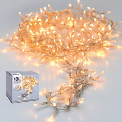 CHRISTMAS TREE LIGHTS LIGHT CHAIN 480 LED TIMER WARM WHITE TRANSPARENT WIRE