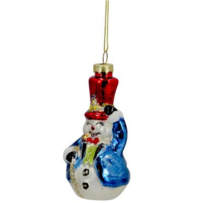 2. GLASS CHRISTMAS ORNAMENT SNOWMAN SASKA GIFT & DECOR