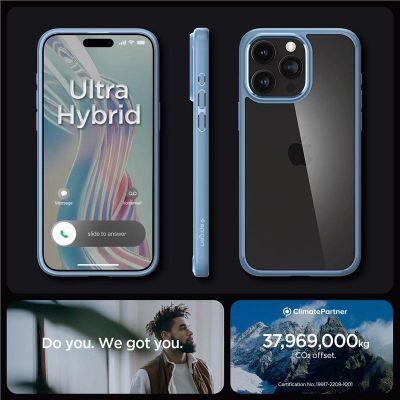 9. Spigen Ultra Hybrid iPhone 15 Pro Max Case - Light Blue