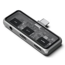 Satechi Mobile XR Hub mobile USB-C adapter with audio (1x USB-C 100W PD; 2.0 data and audio, 1x USB-C DP 1.4 4K@60Hz; 3.0 10 Gbps, 1x 3.5mm audio in/out) space gray