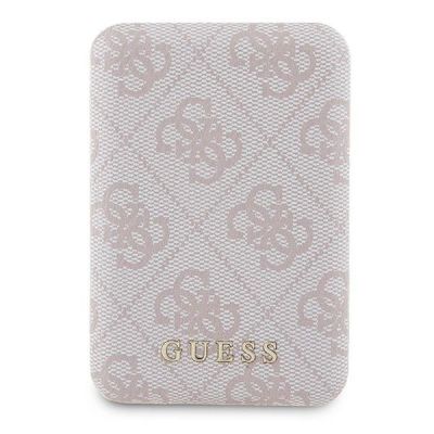 Guess Powerbank inductive 15W GUPB5FP4EMGP 5000mAh pink/pink 4G Leather Metal Logo MagSafe