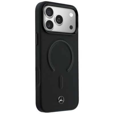 4. Mercedes Leather 3D MagSafe Case for iPhone 17 Pro - Black