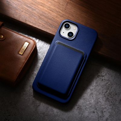 18. iCarer Case Leather cover for iPhone 14 Plus genuine leather case blue (compatible with MagSafe)